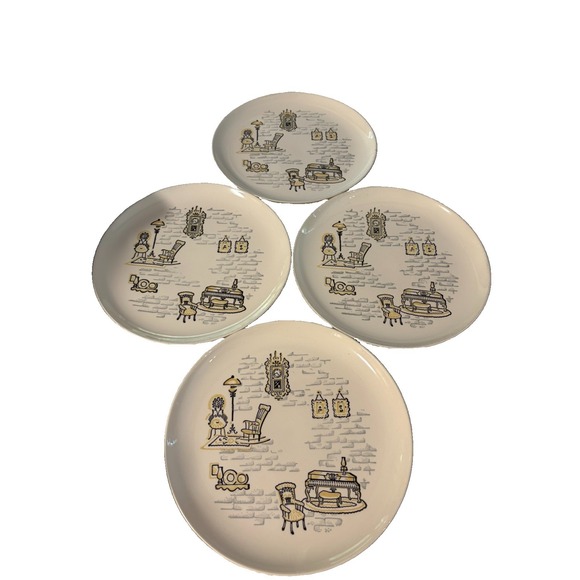 Marcrest Other - Vintage Marcrest Gay Nineties Dinner Plates Set of 4 10" MCM Hand Decorated USA